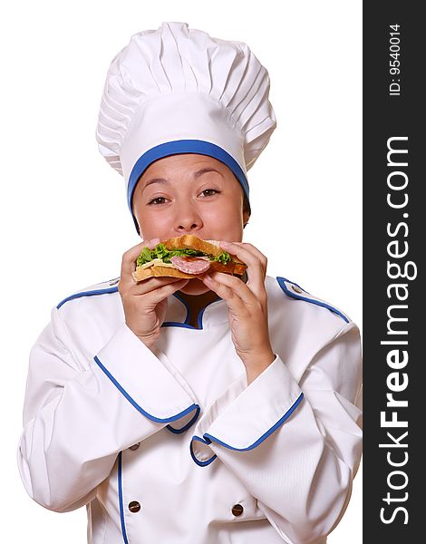 Beautiful woman in chef images