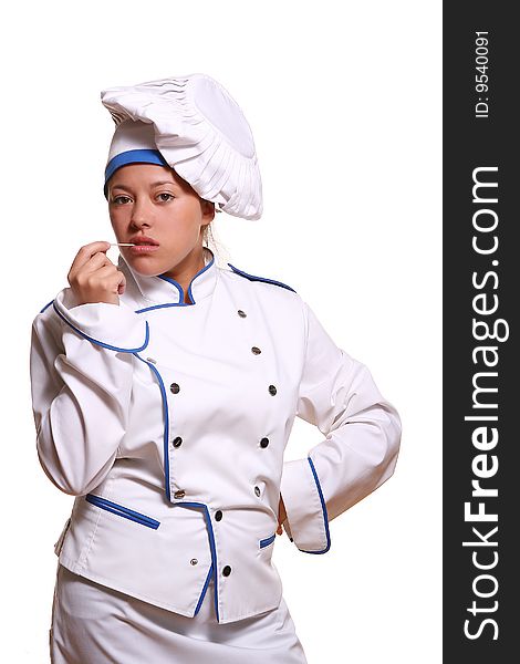 Beautiful woman in chef image