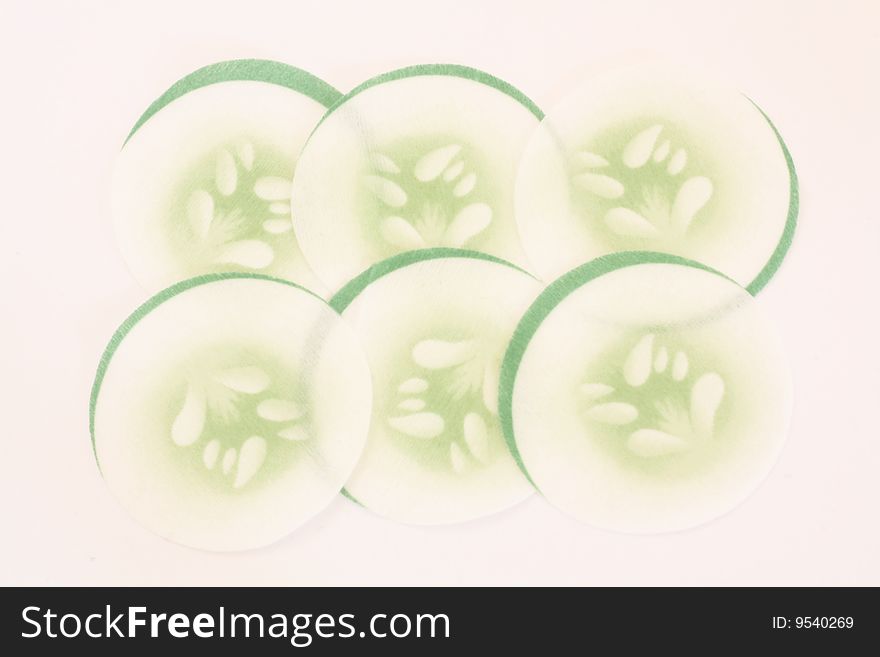 Six cucumber eyepads to refresh the eyes with white background