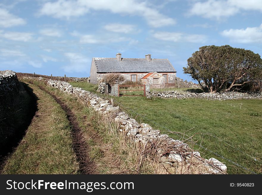 A derelict house in the irish countryside in county kerry ireland. A derelict house in the irish countryside in county kerry ireland