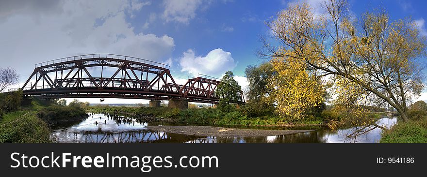 Summer panorama river beautiful landscape