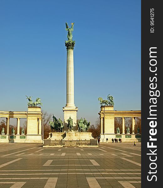 Heroes square in Budapest, Hungary