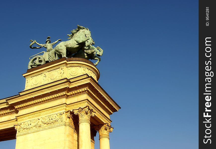 Heroes square in Budapest, Hungary