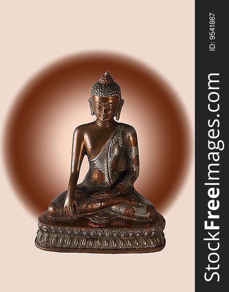 Isolated buddha with brown circle on background. Isolated buddha with brown circle on background
