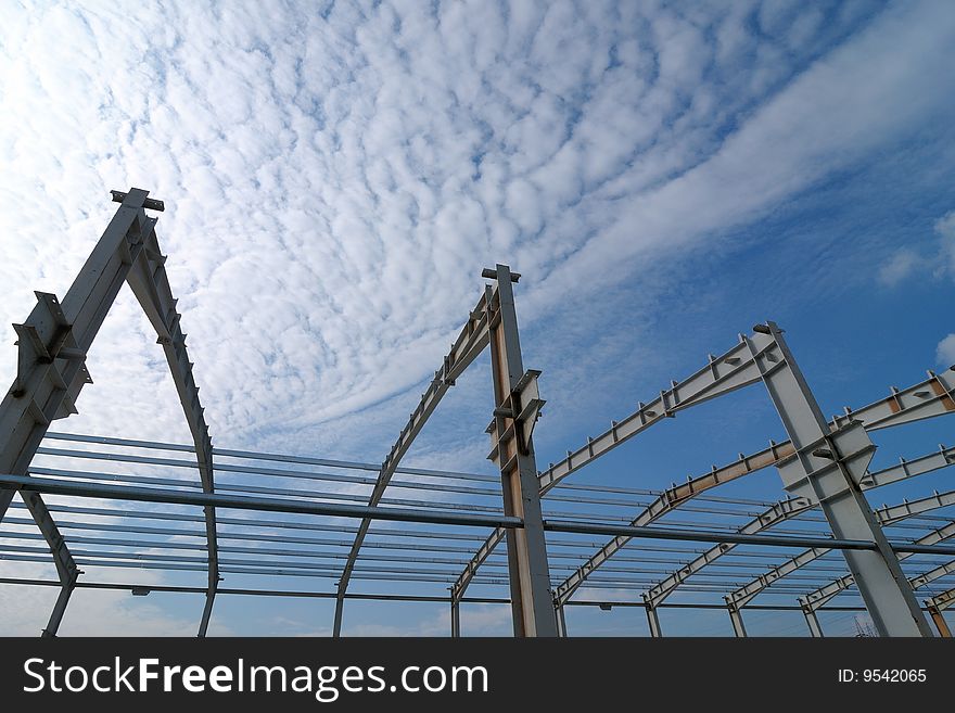 Construction structure made from steel under the blue sky