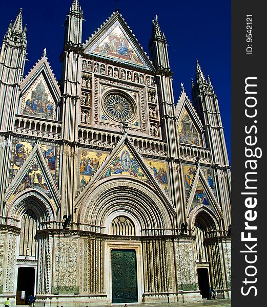 The wonderful facade of the Cathedral of Orivieto. The wonderful facade of the Cathedral of Orivieto