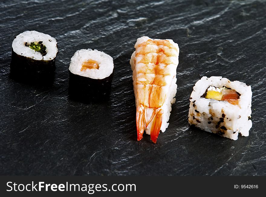 Various types of japanese sushi