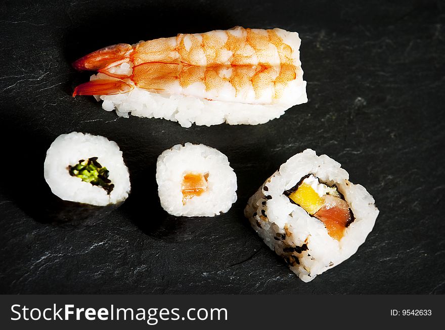 Various types of japanese sushi