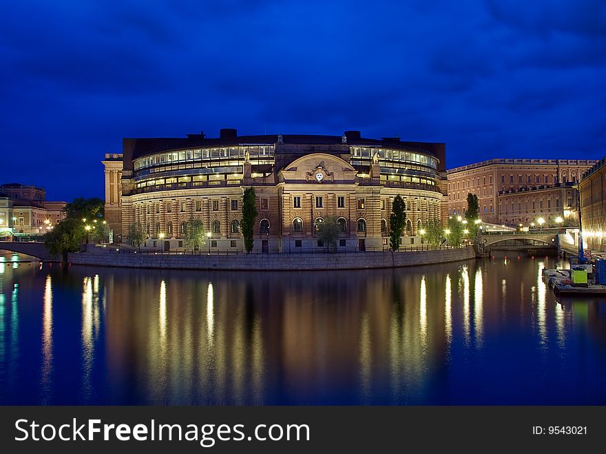 Beautiful city. night view. scandinavian