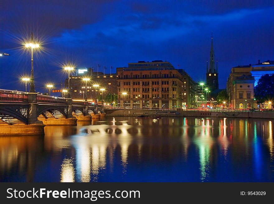 Beautiful city. night view. scandinavian