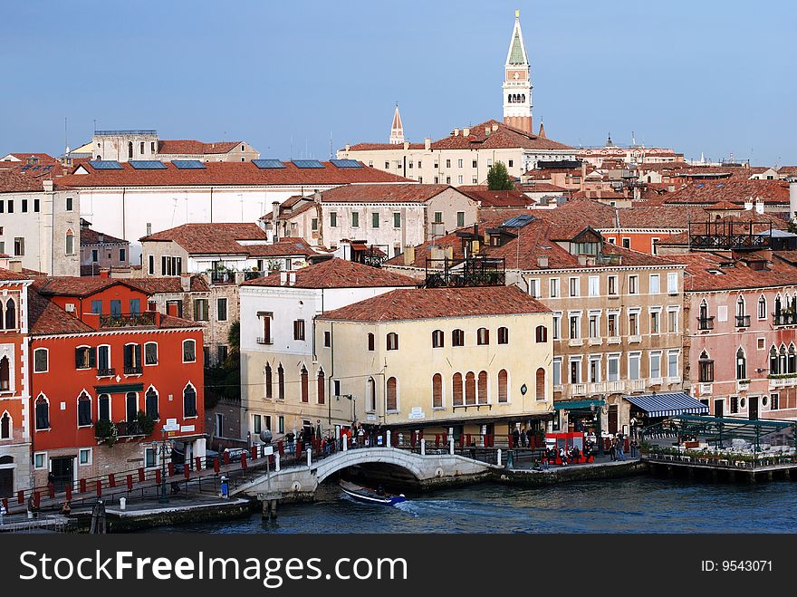 Venice historic old town in evening light (Italy). Venice historic old town in evening light (Italy).