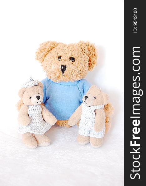 Teddy-bear family: father, son and daughter