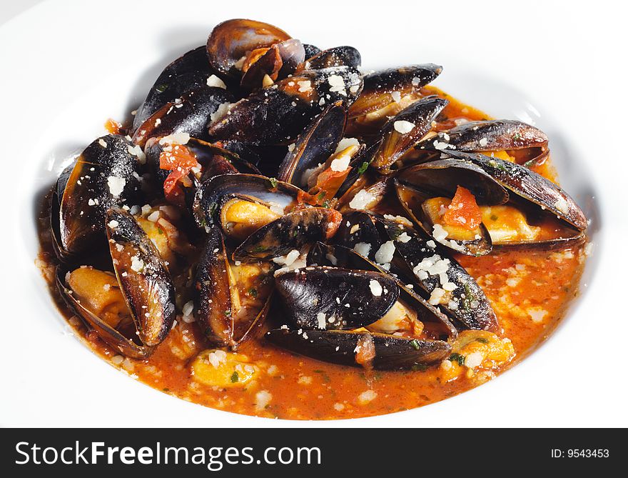 Mussels Bowl with Spice Sauce. Mussels Bowl with Spice Sauce