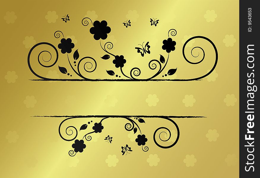 Golden floral frame for text