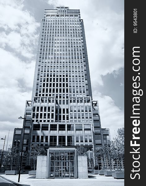 Massive office building in a corporate area in Amsterdam.