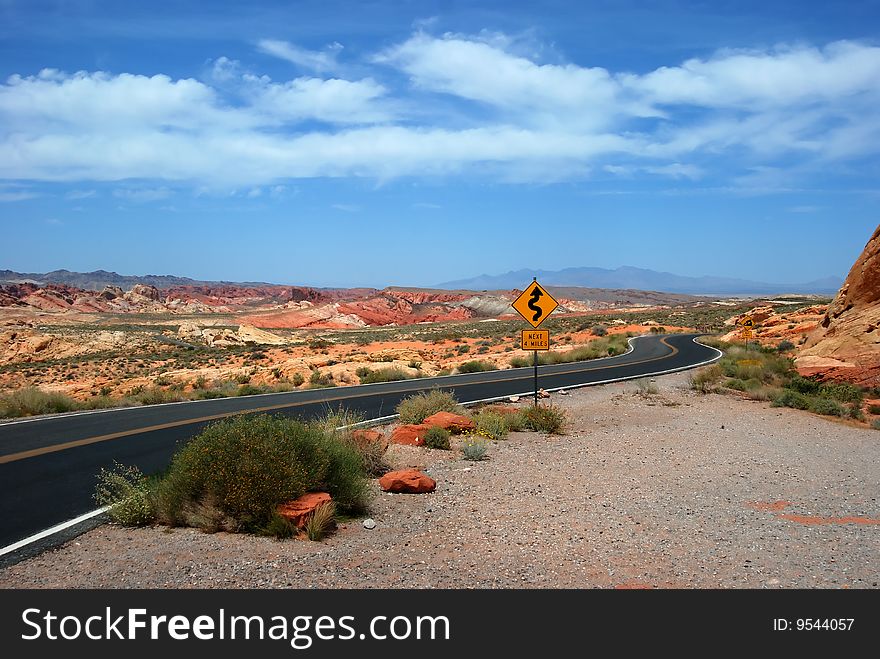 Road on Valley of Fire, Nevada's  oldest national park