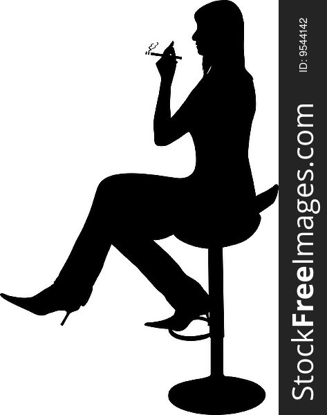 Illustration of a girl smoking a cigarette