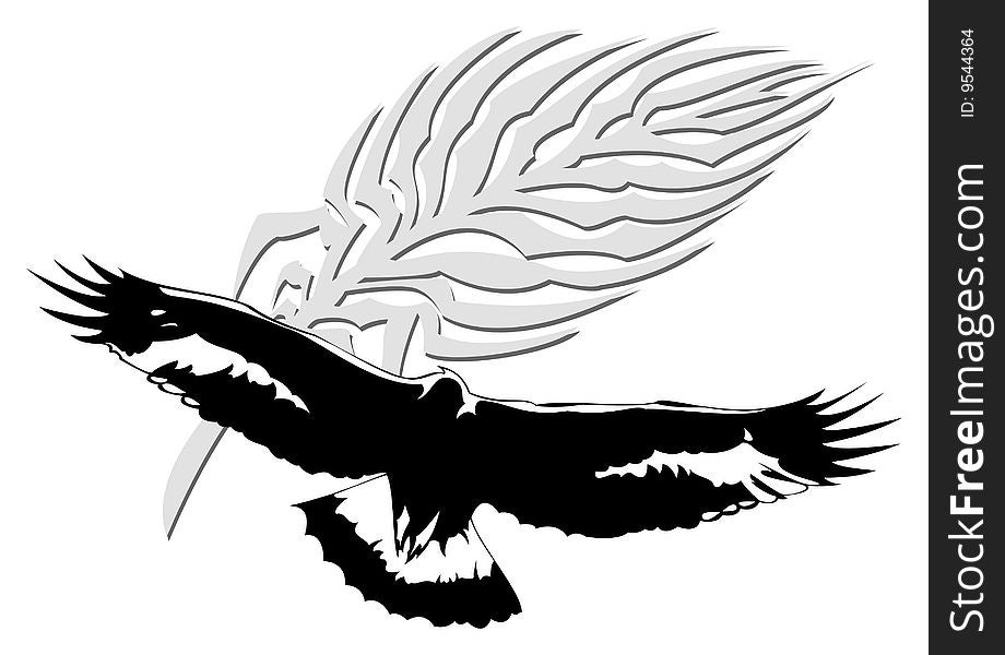 Tattoo style eagle. Easy to edit.