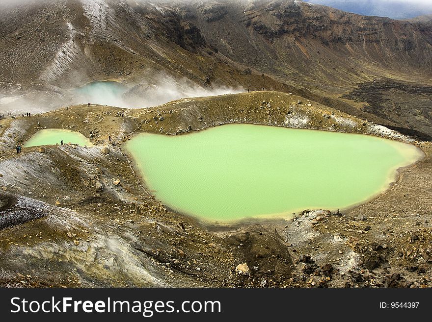 Emerald Lakes in Tongariro National Park - New Zealand. Emerald Lakes in Tongariro National Park - New Zealand