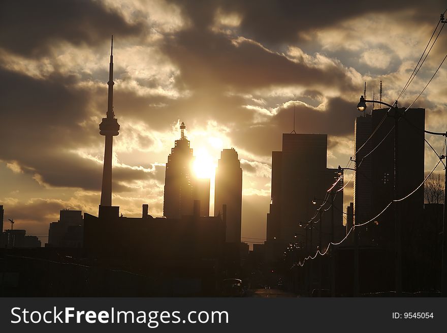 Toronto, ontario canada, downtown sunset