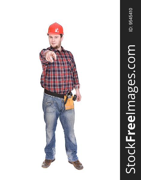 Workman isolated over white background. Workman isolated over white background