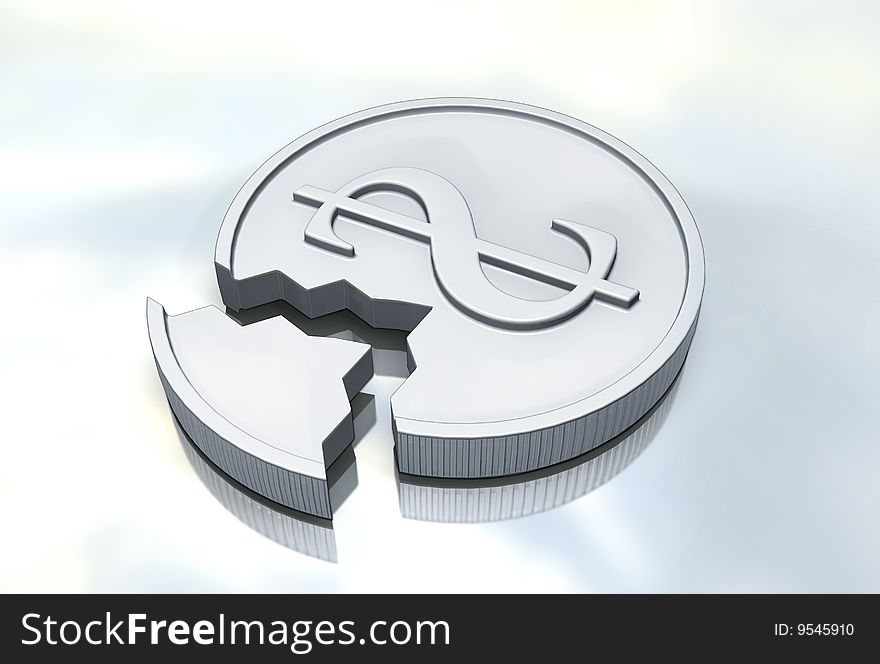 3d concept illustration of dollar coin. 3d concept illustration of dollar coin