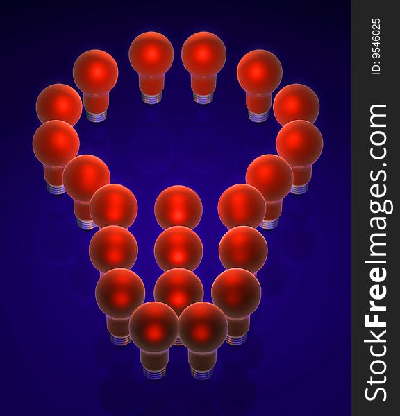 3d concept of red bulbs on blue