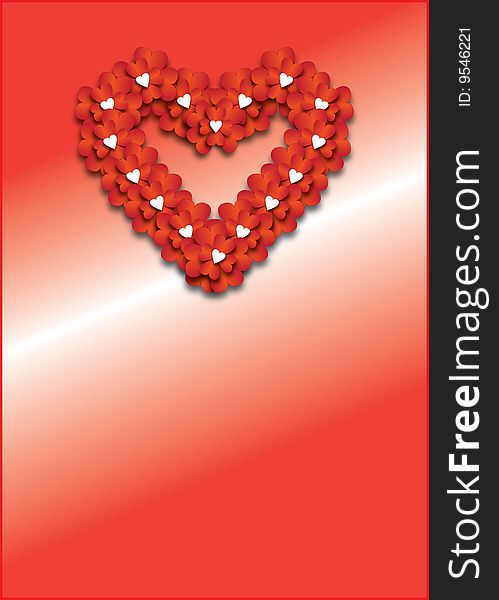 Valentine card illustrations red hearts