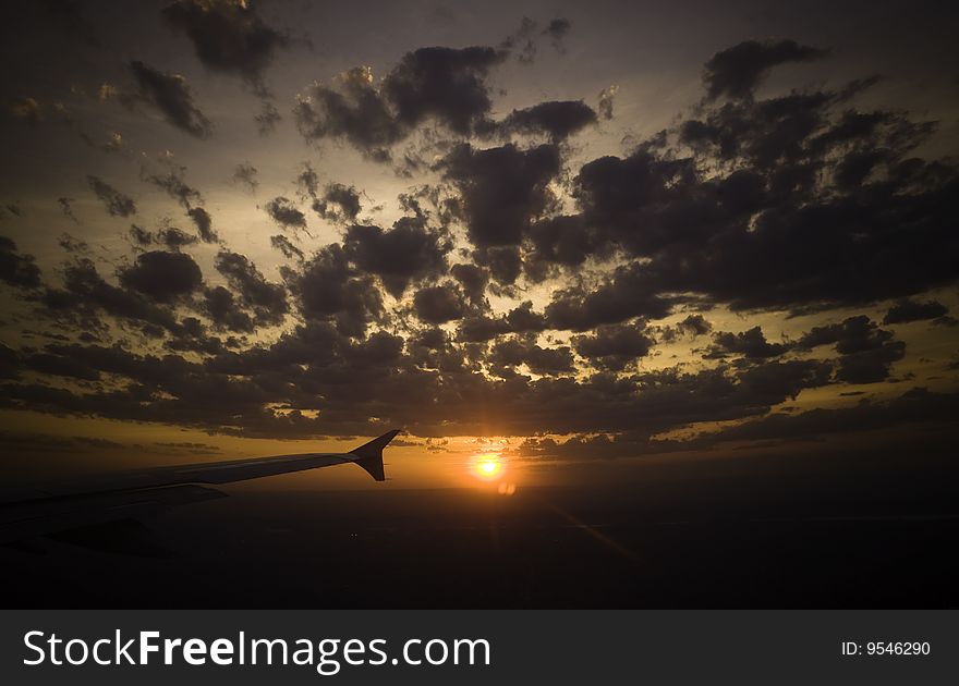 Sunset shot of of a plane