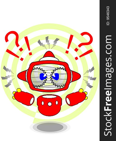 Angry question robot illustration, eps file available. Metaphor for education questions.