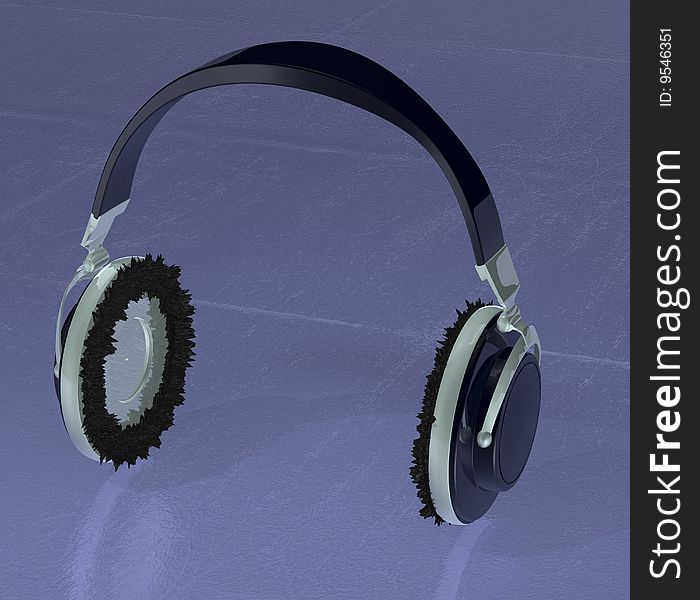 Headphones 3d concept illustration on purple