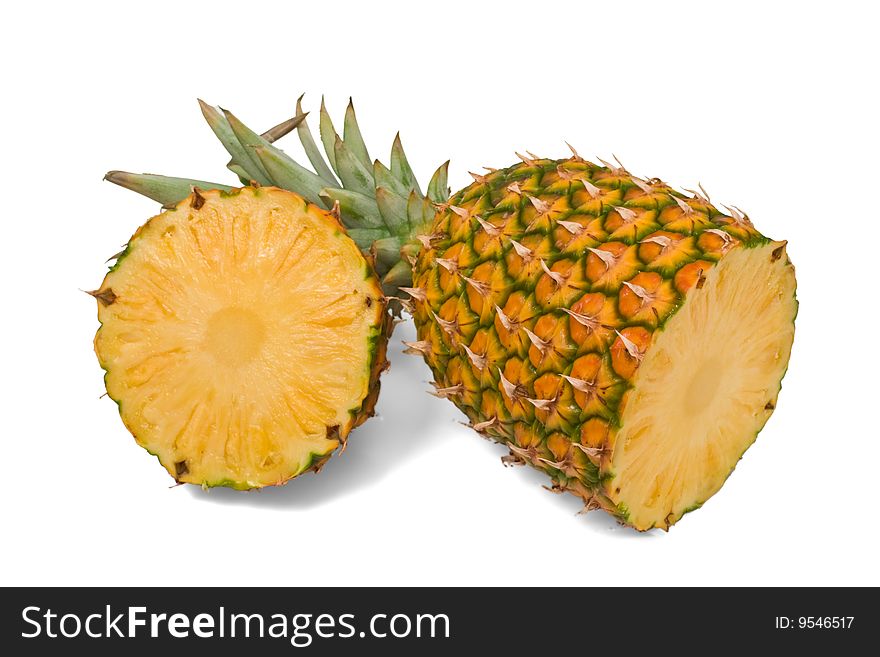 Sliced Pineapple isolated on white