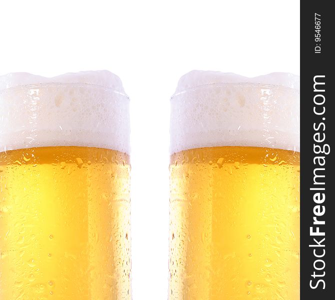 A image of light beer; object on a white background. A image of light beer; object on a white background