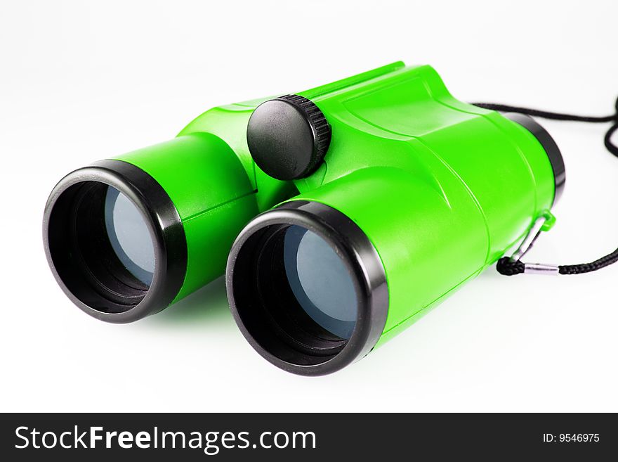 Green binocular isolated on white