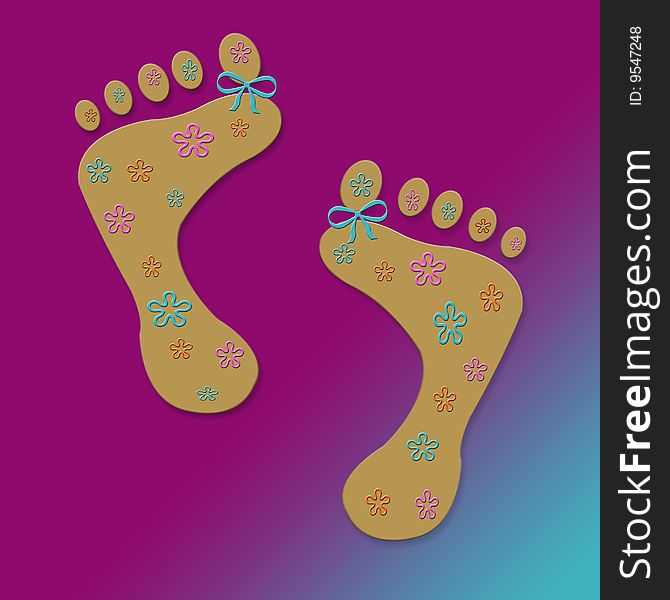 Graphic of decorated footprints for teen girls. Graphic of decorated footprints for teen girls