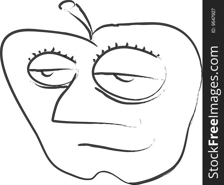 Vector illustration of an apple face. Vector illustration of an apple face