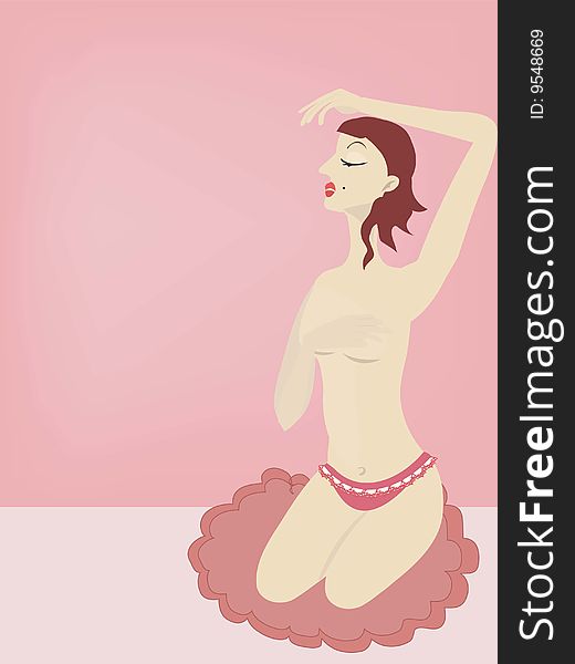 Vector illustration with bared woman. Vector illustration with bared woman