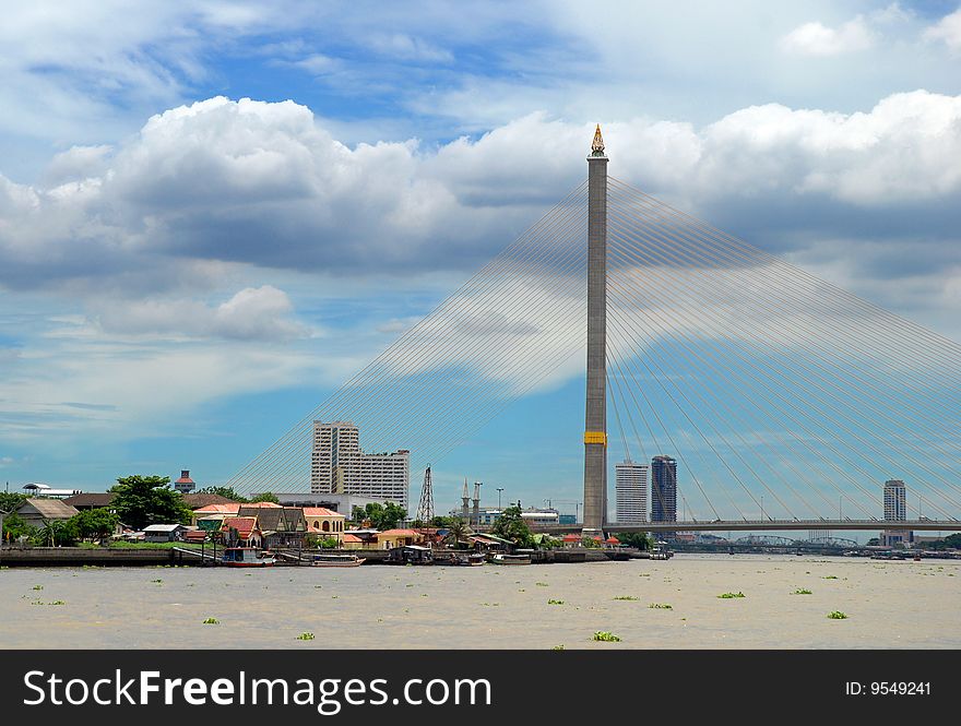 Rama VIII Bridge crossing over Chao Praya River