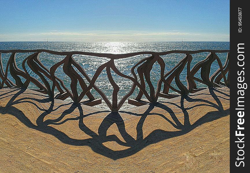 abstract landscape of a maritime viewpoint in a coastal village in the Mediterranean Sea