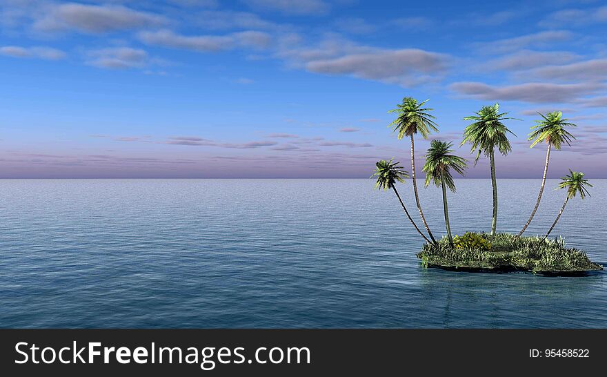 Palms on a small ocean island