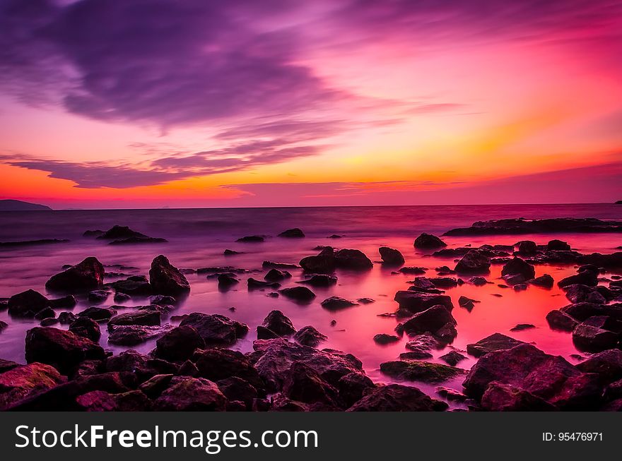 Scenic View of Sea during Sunset