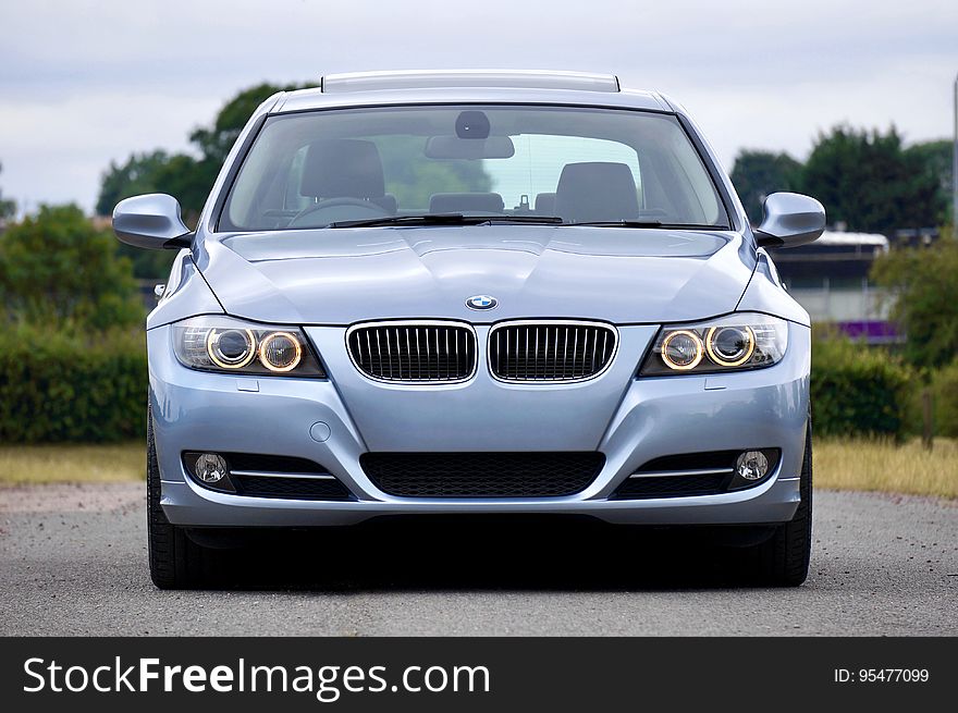 A BMW car seen from the front. A BMW car seen from the front.