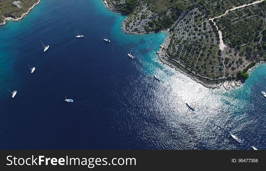 An aerial view of the Mediterranean coast.