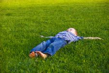 Boy Lies On A Grass Royalty Free Stock Image Boy Lies On A Grass Royalty Free Stock Image