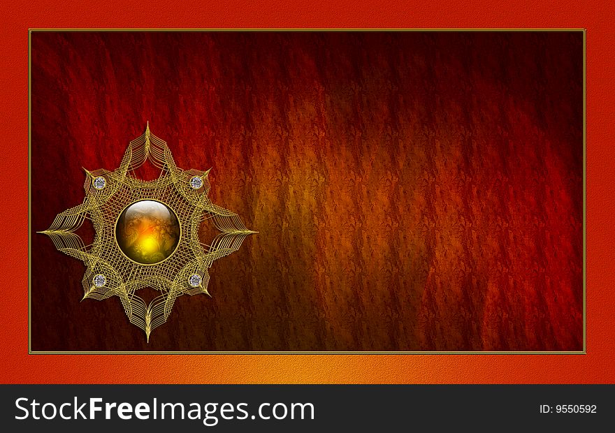 Photoshop post-processed   fractal flame with jewel and gold photobackground layout design. Photoshop post-processed   fractal flame with jewel and gold photobackground layout design.