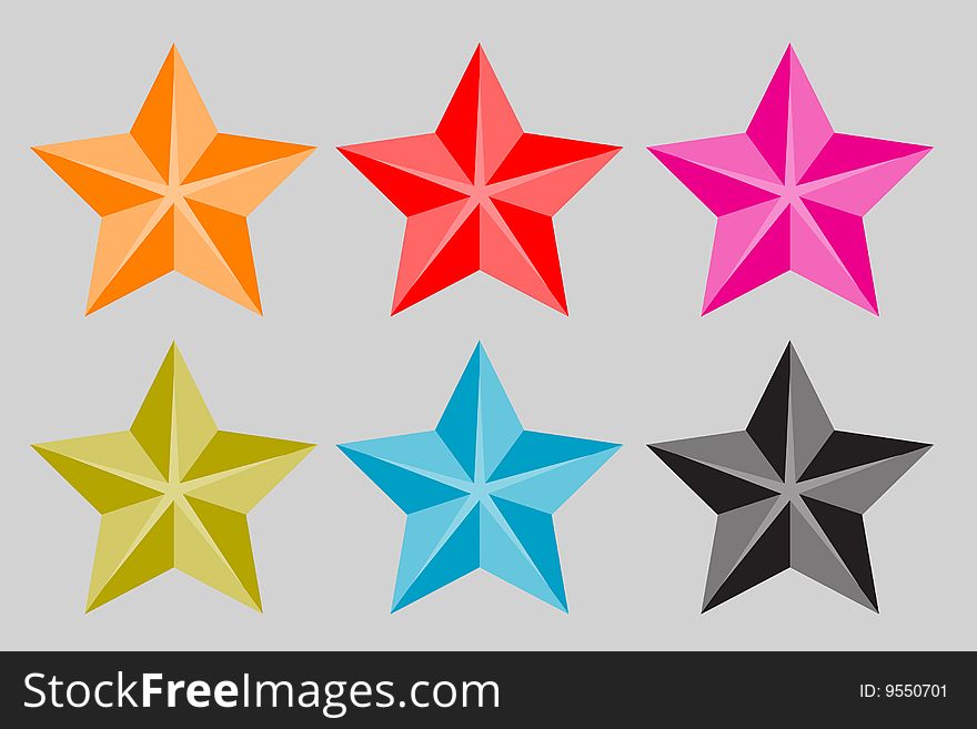 Different colors stars set for design. Different colors stars set for design