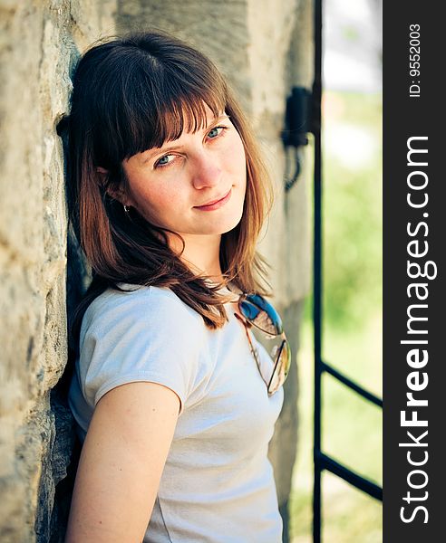 Beautiful young woman outdoor portrait. Beautiful young woman outdoor portrait