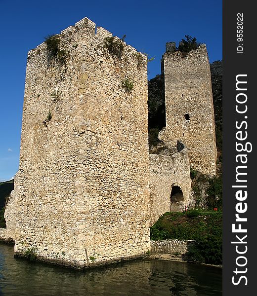 Old fortress Golubac at Danube river in Serbia