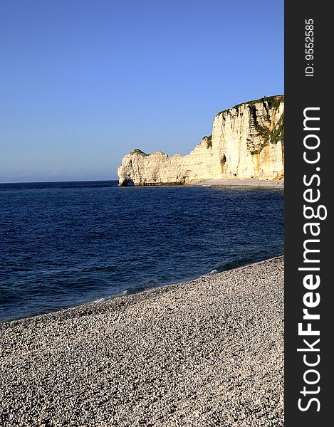 Cliff and the sea coast, landscape of cliff and beach