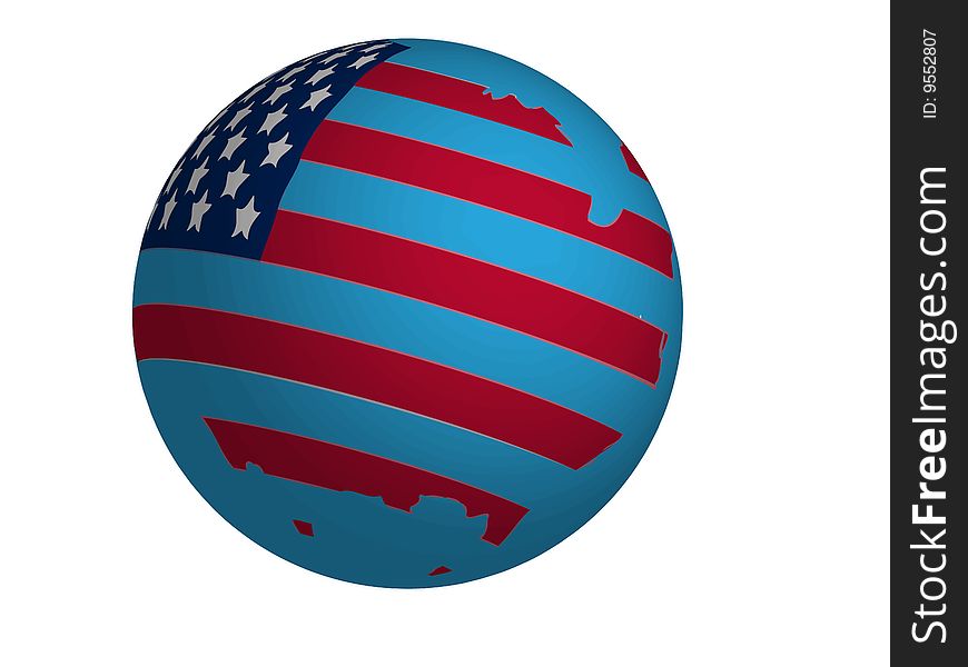 Globo with only one cotinent created as USA flag form. Globo with only one cotinent created as USA flag form